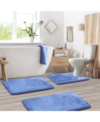 3 Piece Ultra Soft Non-Slip Plush Memory Foam Bath Rug Set - Small, Large & Contour