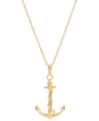 Macy's Men's Anchor Pendant Necklace in 10k Gold - Macy's