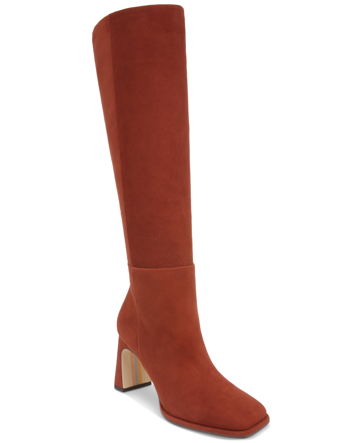 Shop Sam Edelman Women's Issabel Square-toe Sculpted-heel Boots In Warm Chestnut