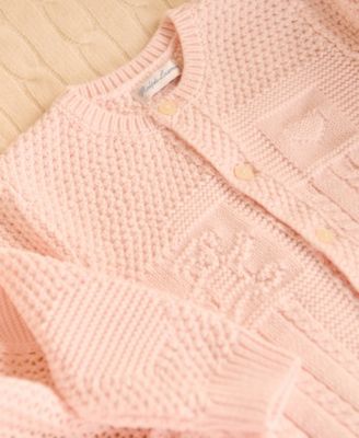 Baby Boys or Girls Contrast-Knit Cotton Long Sleeves Cardigan