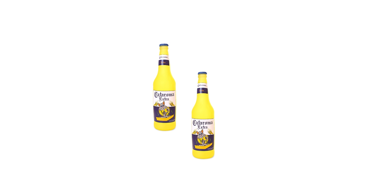 Beer Bottle Cataroma, 2-Pack Dog Toys - Yellow