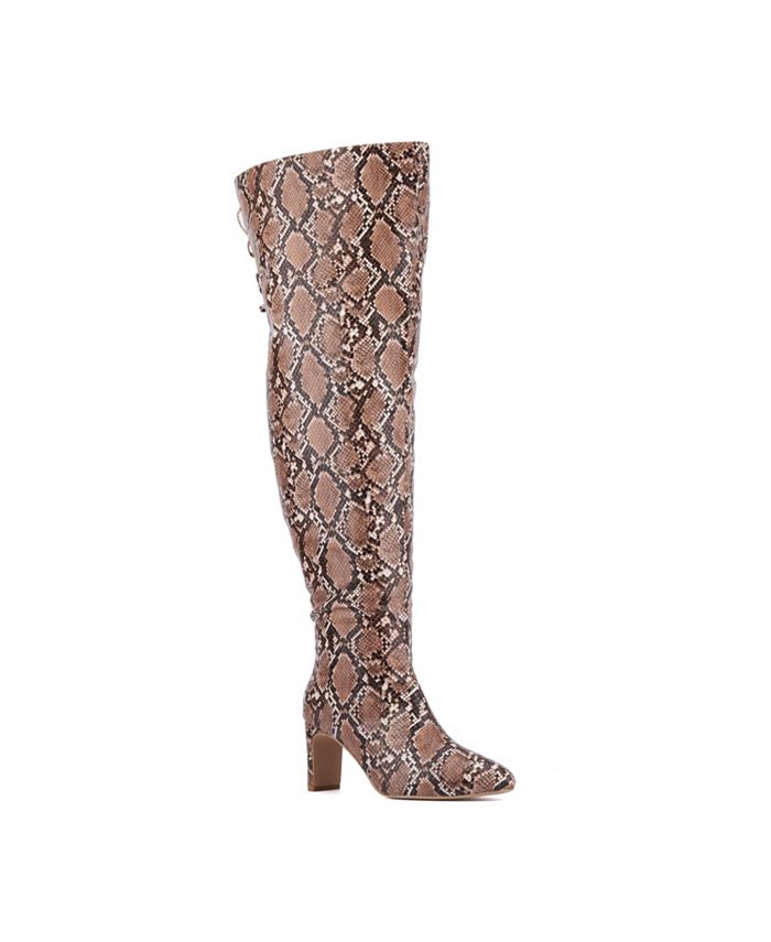 Women's Hayya Thigh High Boot - Wide Width - Bone Croc - Size 13W