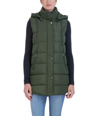 Sebby Collection Women's Long Puffer Vest With Detachable Hood - Macy's