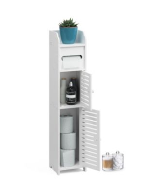 Narrow Bathroom Storage Cabinet & Organizer with 2 Doors & 3 Shelves