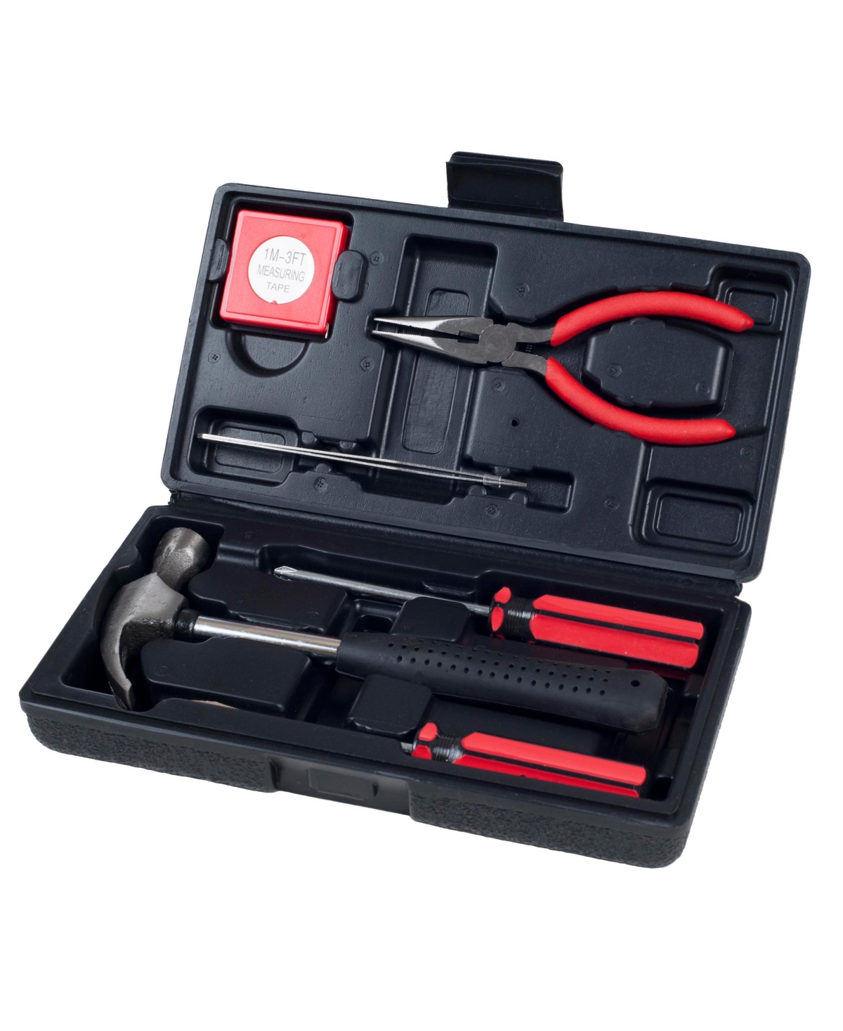 Household Hand Tools, Tool Set - 6 Piece by Stalwart, Set Includes A– Hammer, Screwdriver Set, Pliers (Tool Kit for the Home, Office, or Car) - Red, b