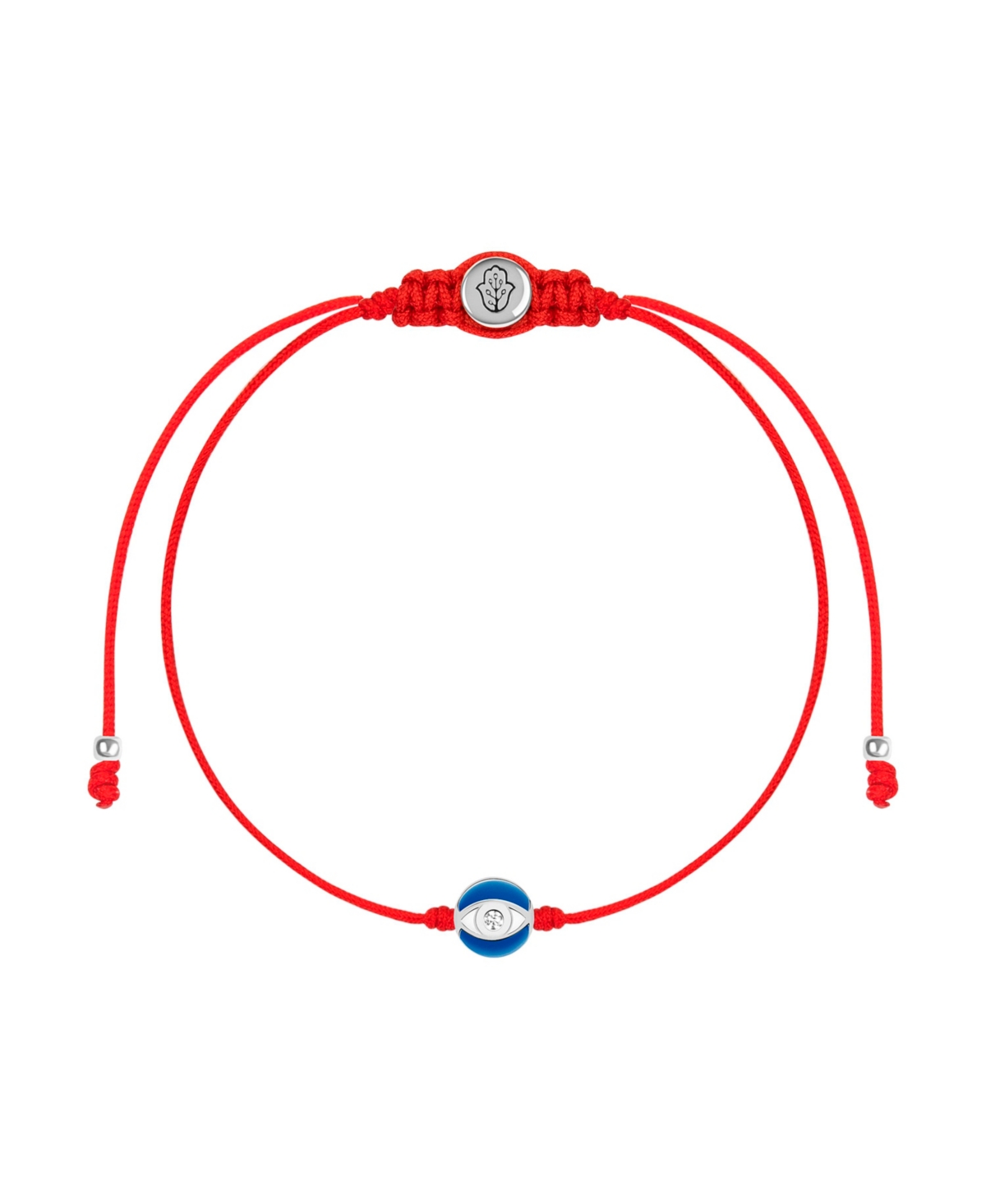 Super Guardian - Navy Enamel Evil Eye Red String Bracelet - Red/silver/navy