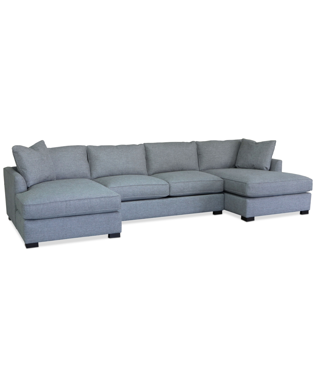 Furniture Nightford 146" 3-pc. Fabric Double Chaise Sectional, Created For Macy's In Granite