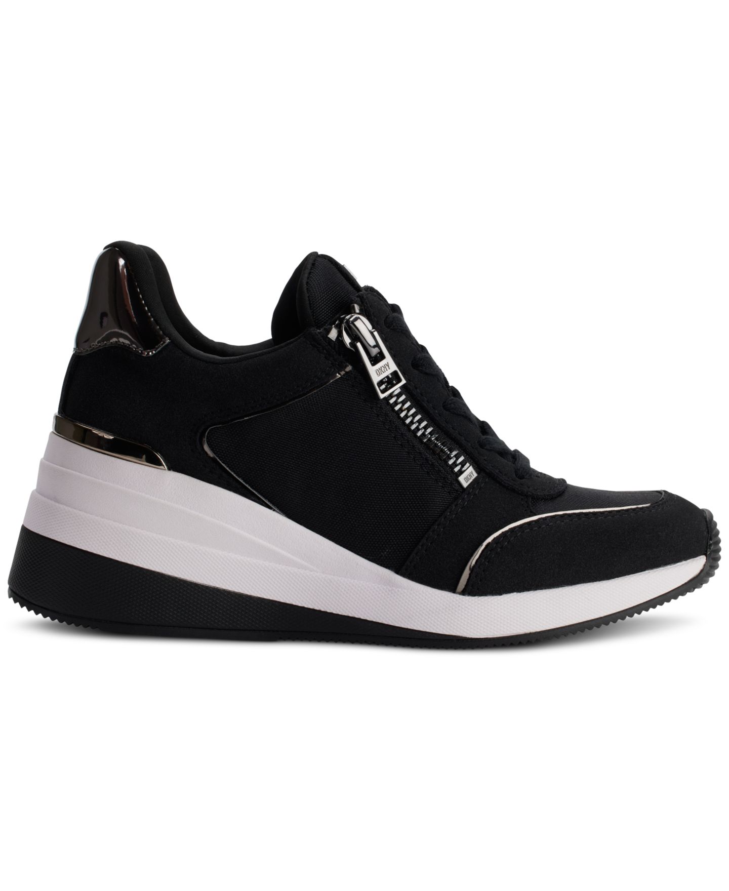 Женские кроссовки DKNY Kaden Lace-Up Zip Wedge, цвет: Чёрный / Графитовый — фото 2