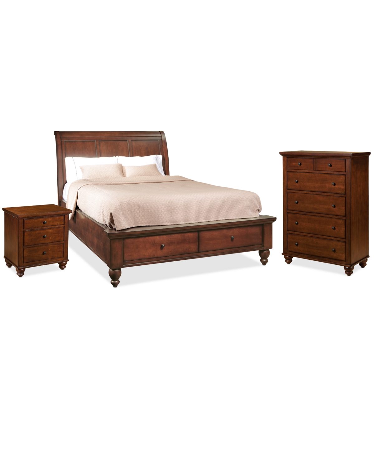 Cambridge Sleigh Storage Bed 3pc Set (Bed + Chest + Nightstand)