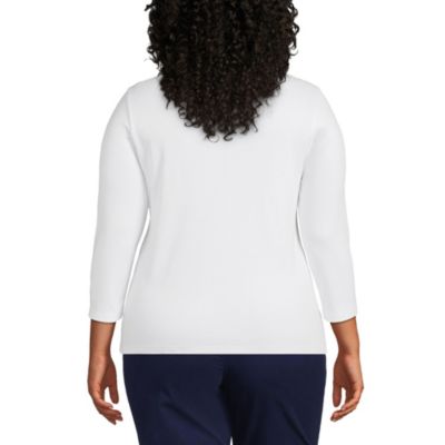 Plus Size Supima Cotton 3/4 Sleeve Polo Shirt