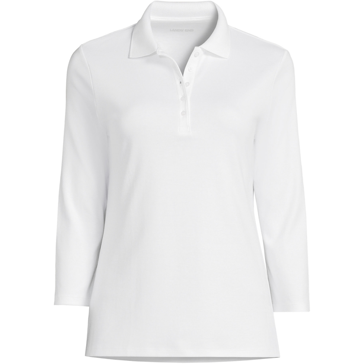 Plus Size Supima Cotton 3/4 Sleeve Polo Shirt - White