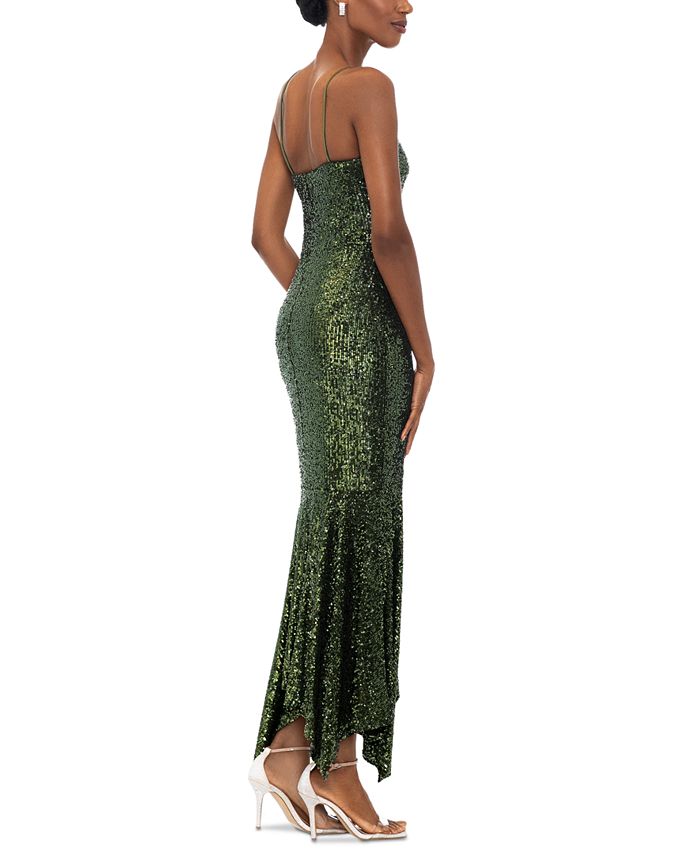 XSCAPE Women's AsymmetricNeck OneStrap Sequin Dress Macy's
