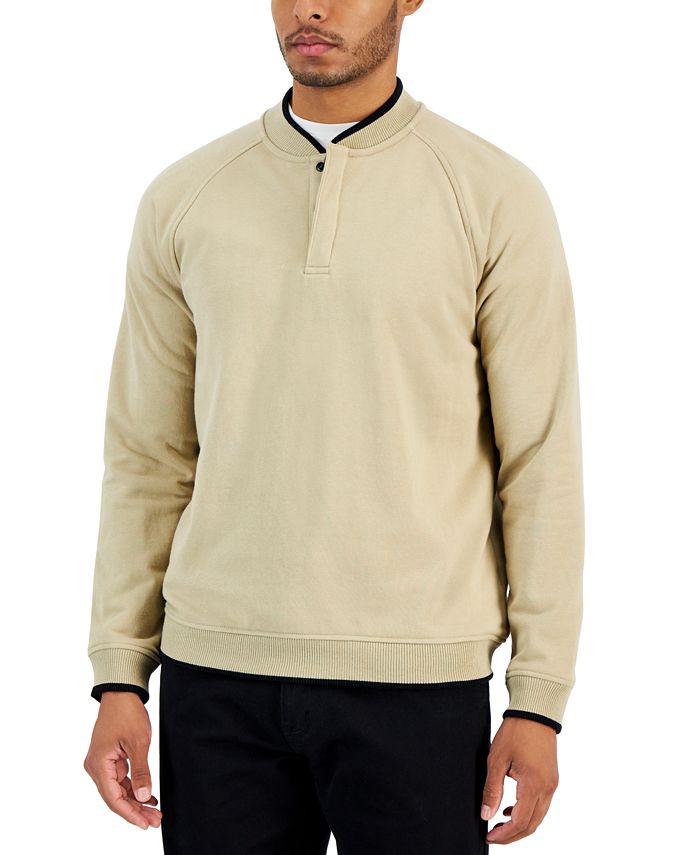 Alfani Baseball-Collar Long Sleeve Quarter-Snap Pullover - Macy's