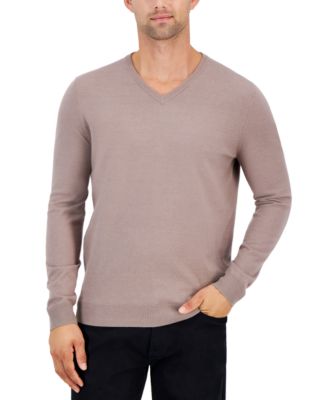 Alfani Mens Solid V-Neck Cotton Sweater