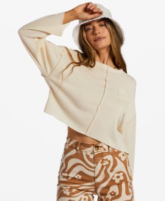 Billabong - Juniors' Solid Seamed Long-Sleeve Knit Top