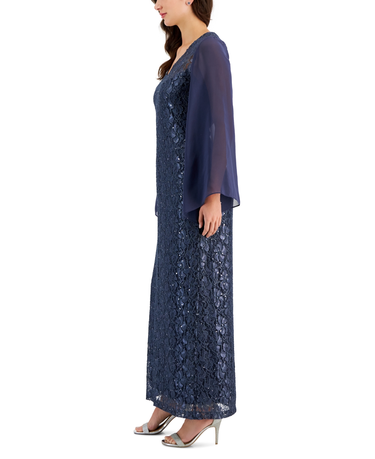 Connected Women's Sequined-Lace Maxi Dress