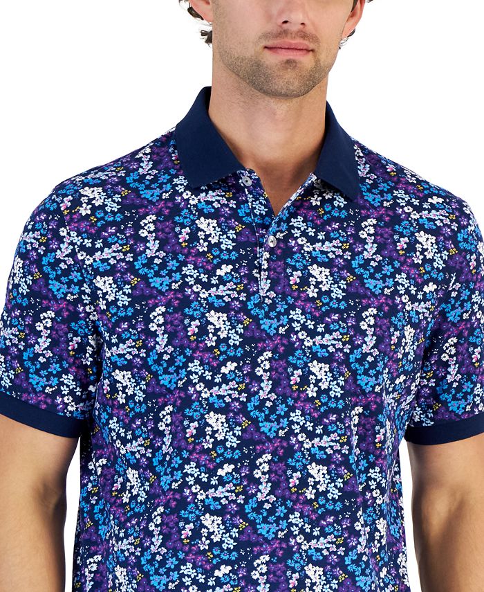 Club Room Men's Berto Short Sleeve Floral Print Polo Shirt, Created for ...