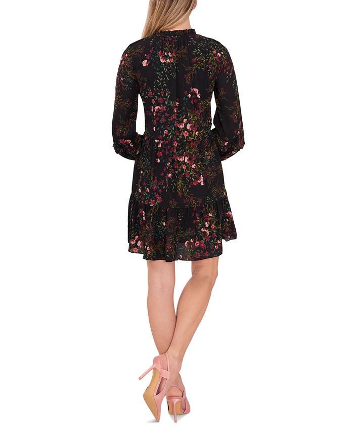 CeCe Women's FloralPrint BlousonSleeve Babydoll Dress Macy's