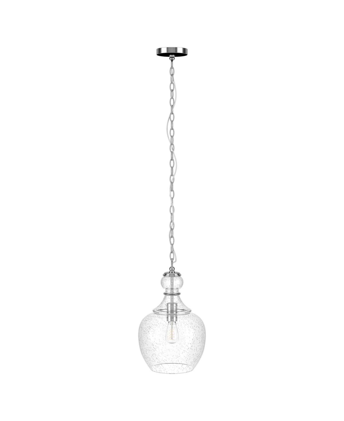 Hudson & Canal Verona 11" Glass Shade Wide Pendant In Brushed Nickel
