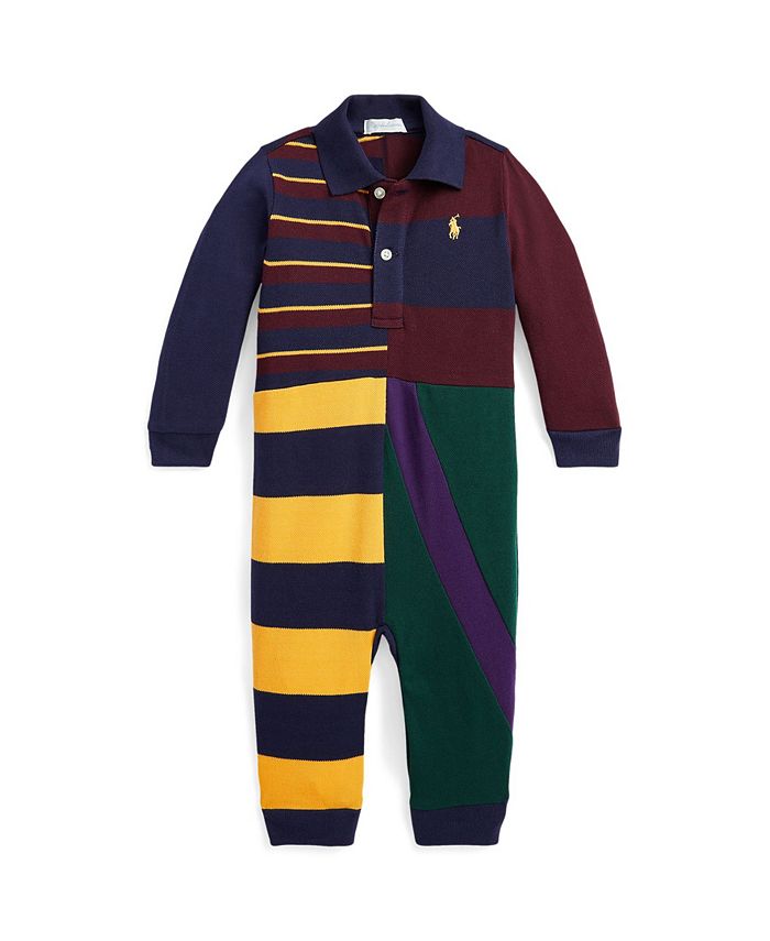 Polo Ralph Lauren Baby Boys Patchwork Cotton Mesh Polo Coverall