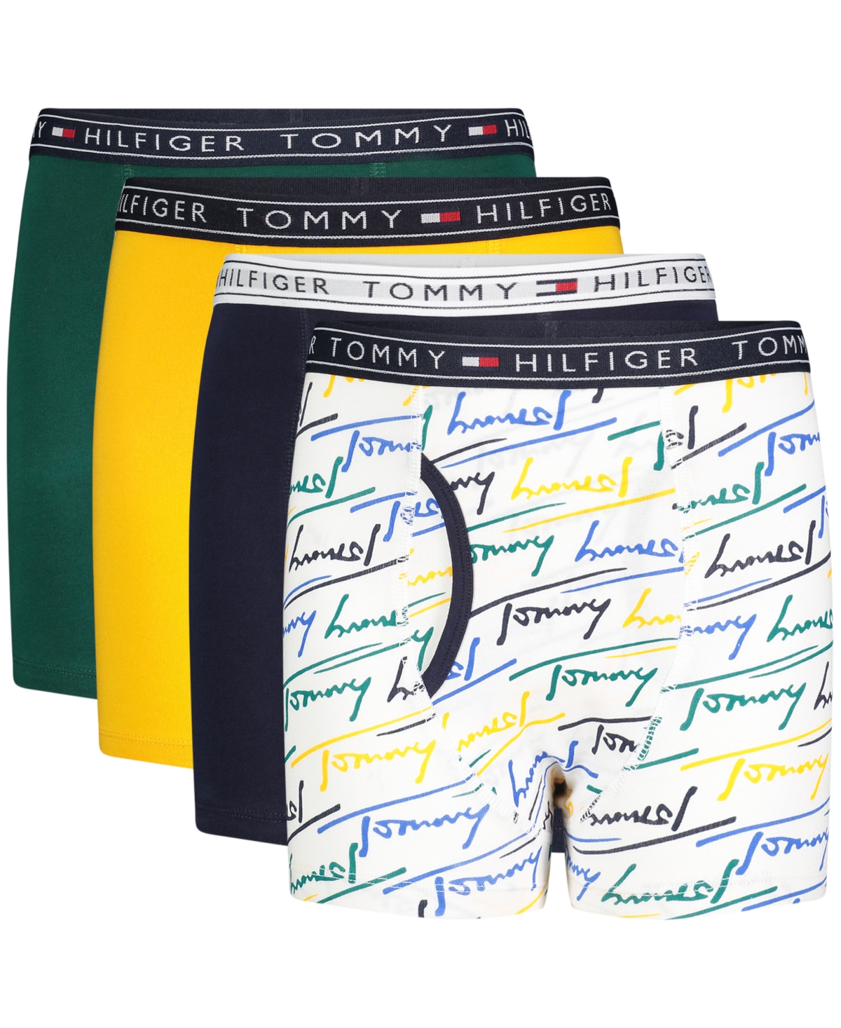Tommy Hilfiger Big Boys Tommy Script Print Boxer Briefs, Pack Of 4 In Fresh White