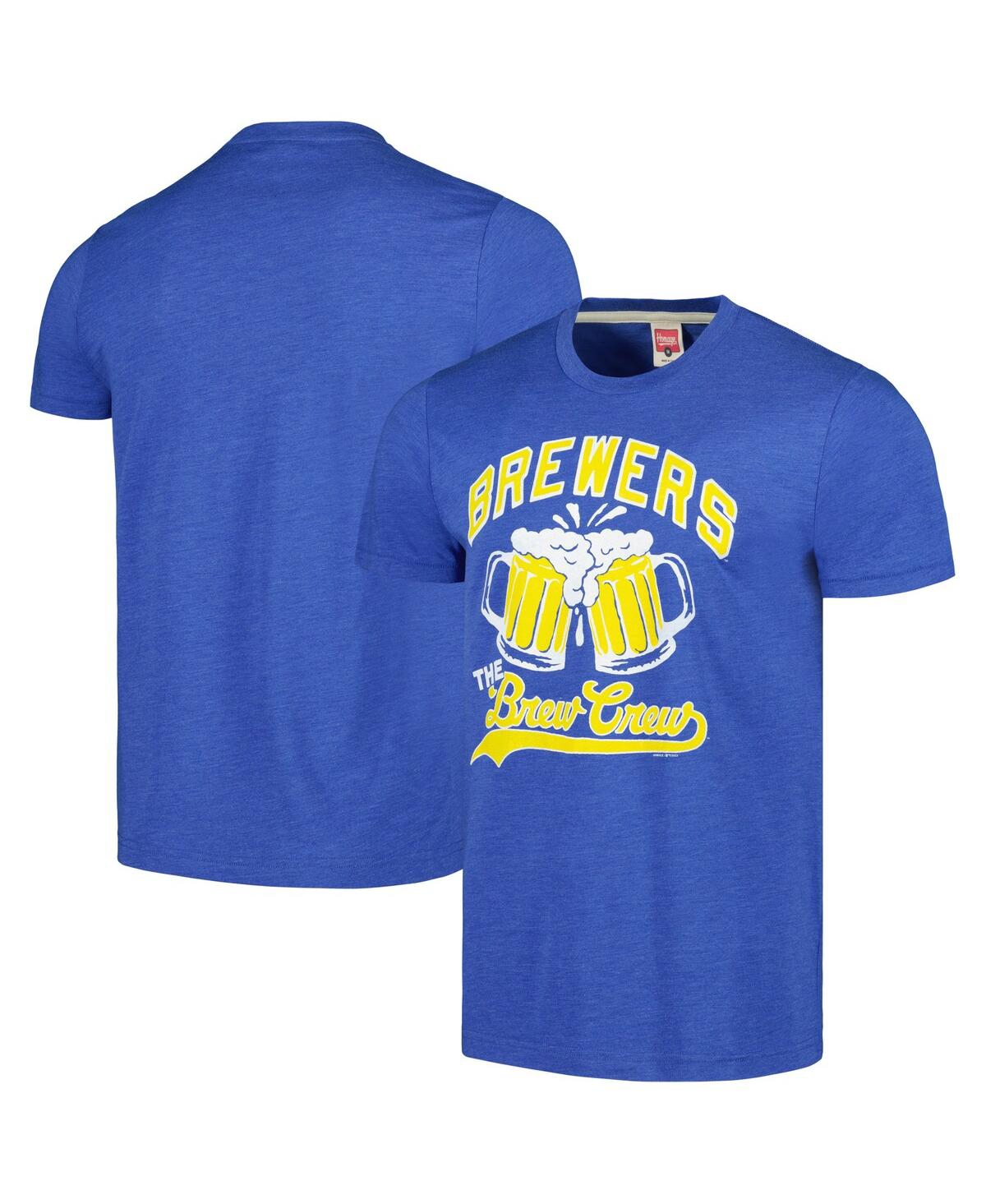 Men's Homage Royal Milwaukee Brewers Doddle Collection The Brew Crew Tri-Blend T-shirt - Royal