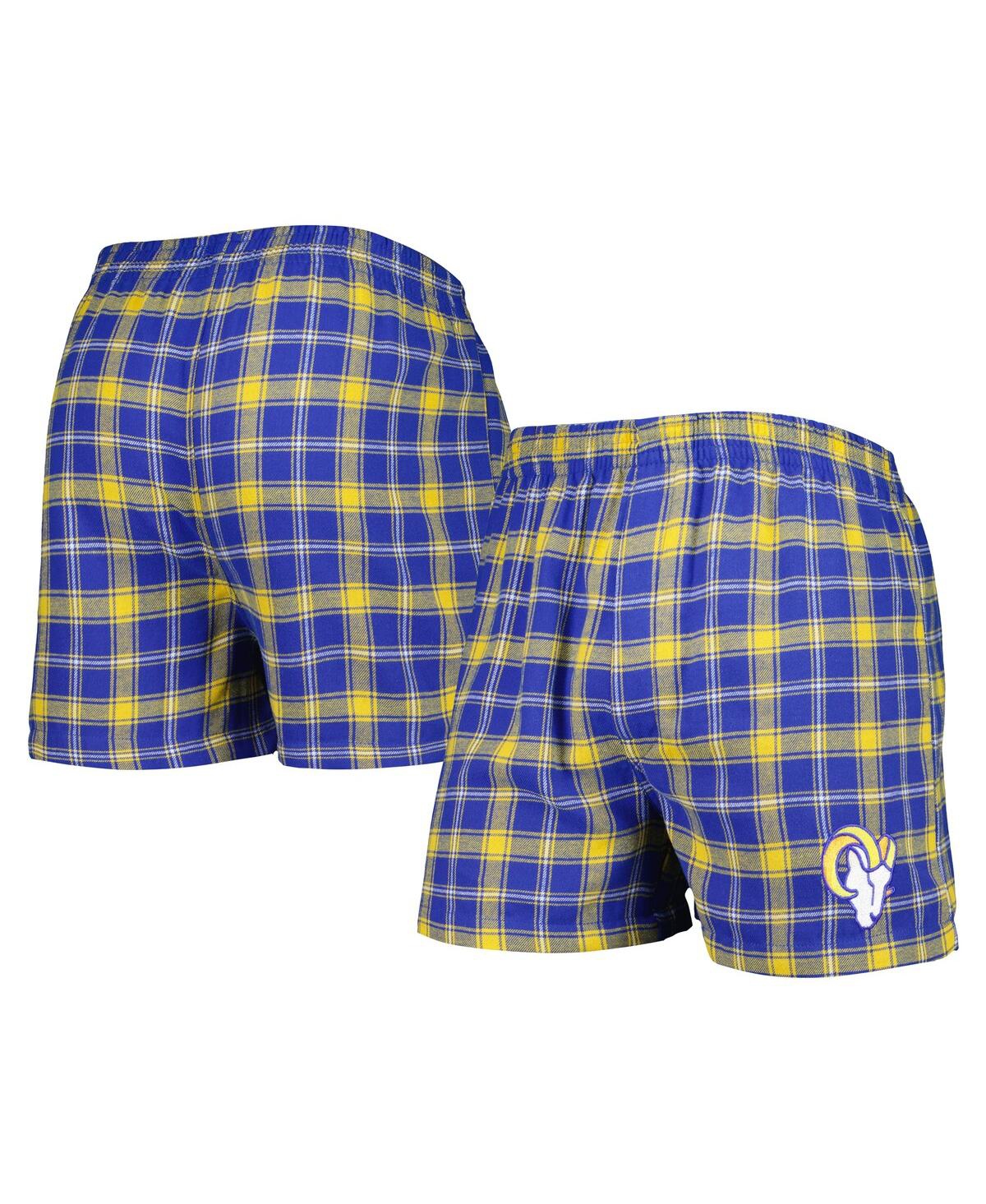 Concepts Sport Men's  Royal, Gold Los Angeles Rams Ledger Flannel Boxers In Royal,gold