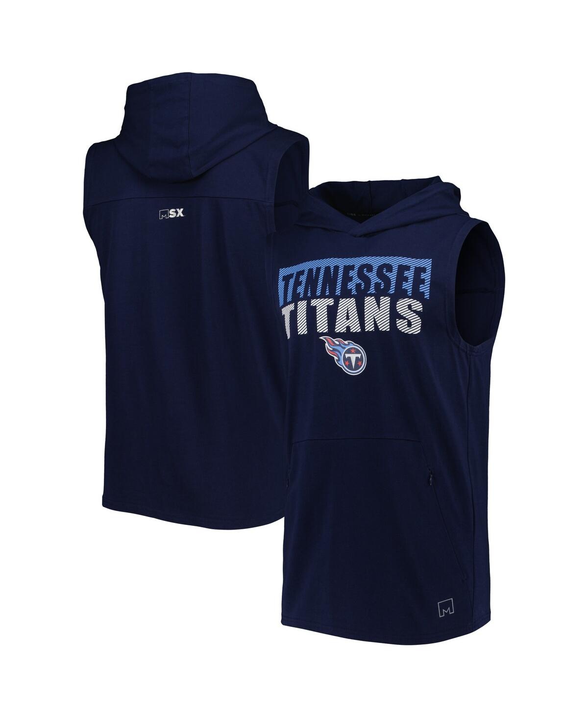 Men's Msx by Michael Strahan Navy Tennessee Titans Relay Sleeveless Pullover Hoodie - Navy