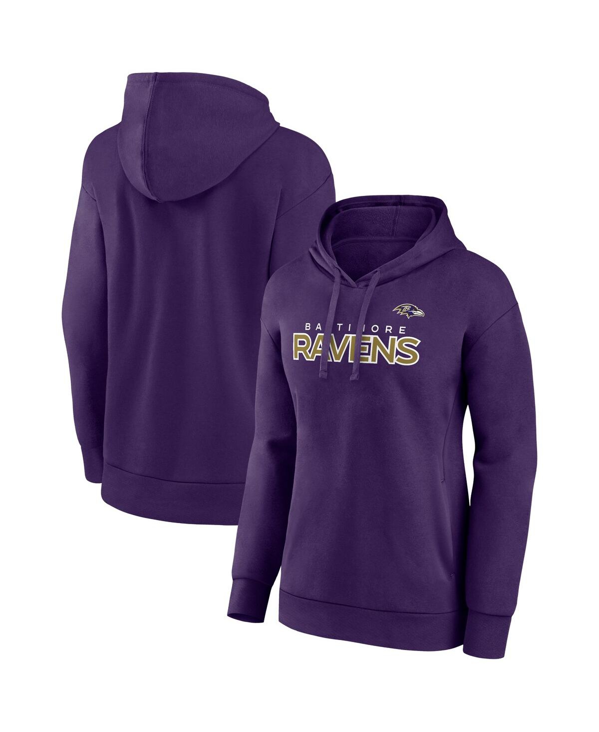 Shop Fanatics Women's  Purple Baltimore Ravens Iconic Cotton Fleece Checklist Pullover Hoodie