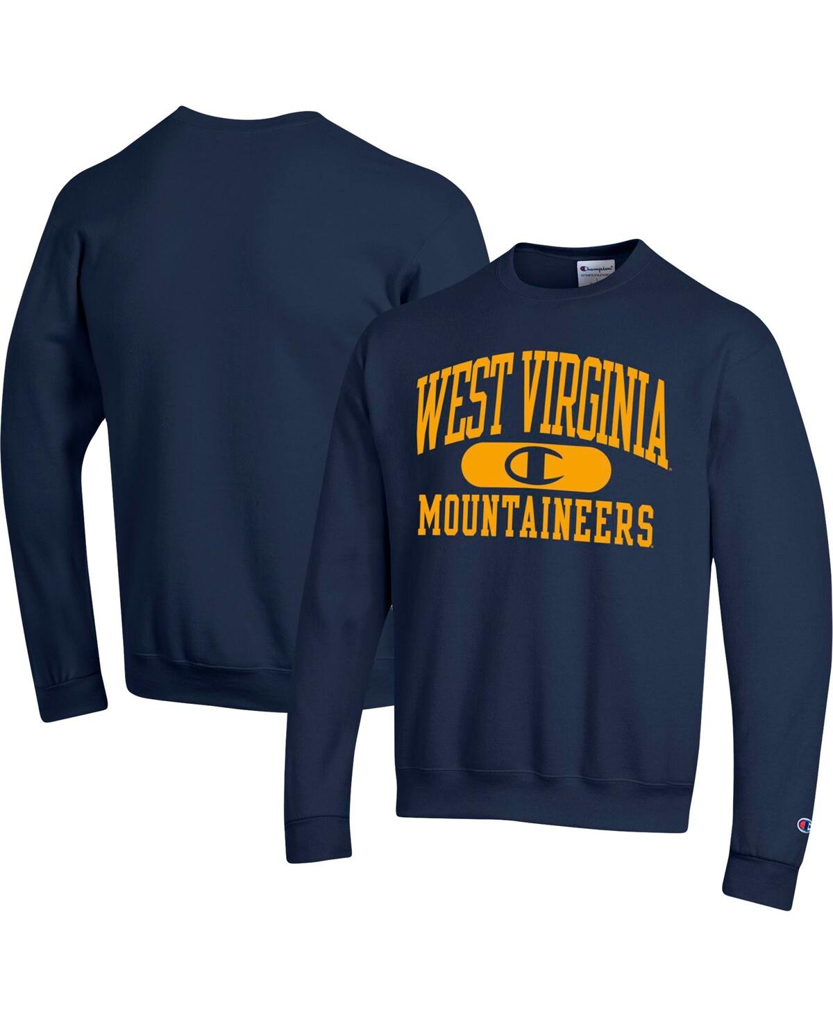 Shop Champion Men's  Navy West Virginia Mountaineers Arch Pill Sweatshirt