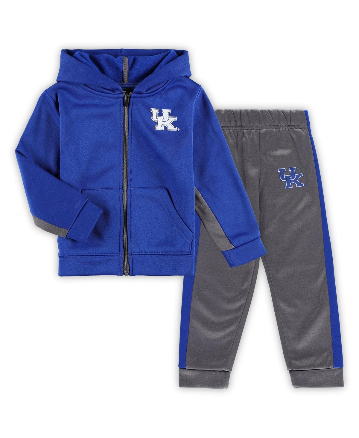 Colosseum Babies' Toddler Boys And Girls  Royal, Gray Kentucky Wildcats Shark Full-zip Hoodie Jacket And Pant In Royal,gray