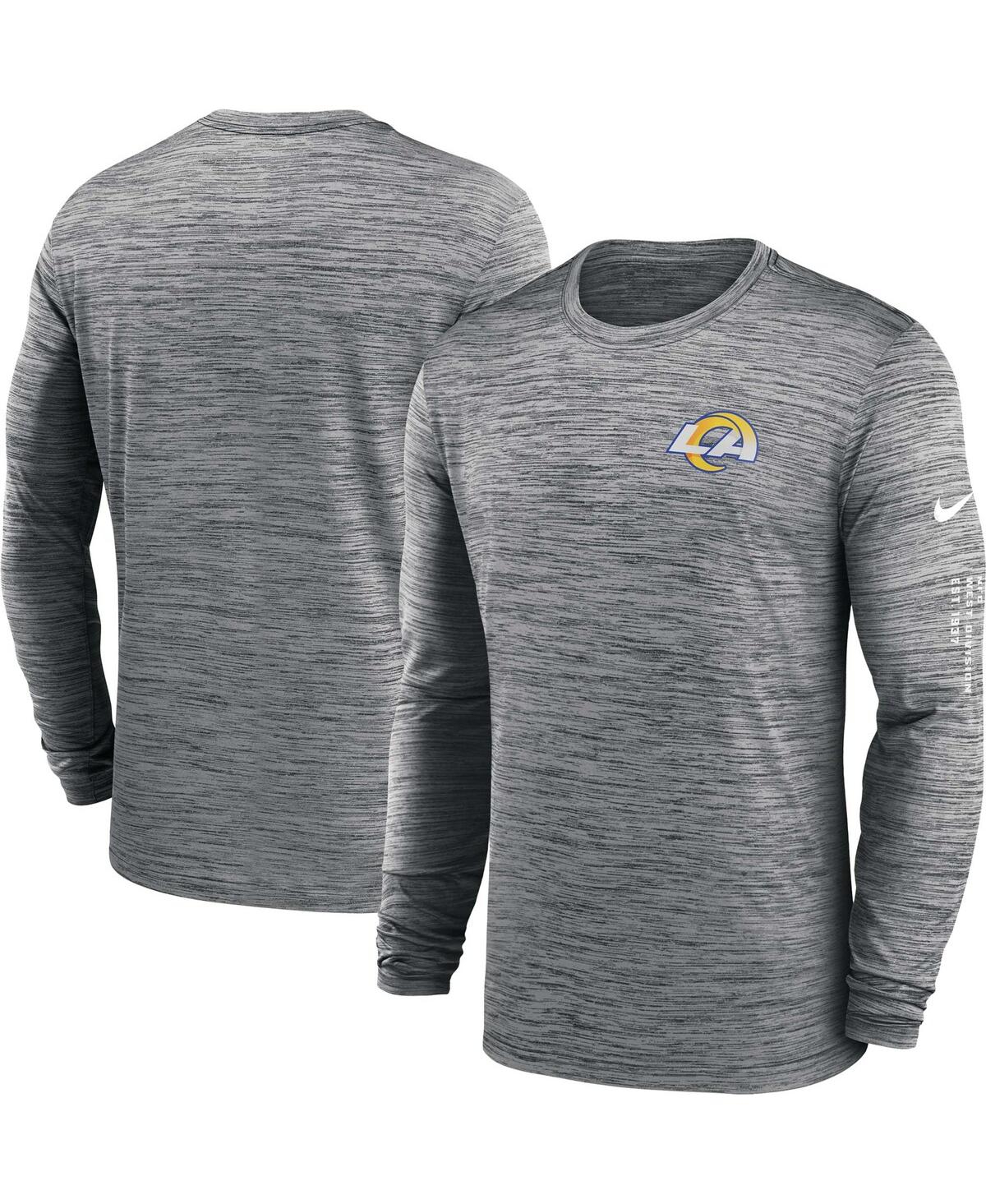 Shop Nike Men's  Anthracite Los Angeles Rams Velocity Long Sleeve T-shirt