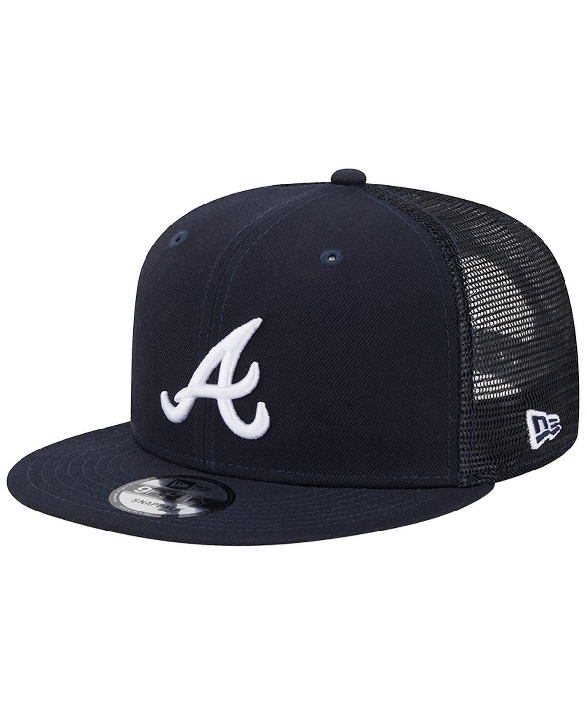 NEW ERA MEN'S NEW ERA NAVY ATLANTA BRAVES TEAM COLOR TRUCKER 9FIFTY SNAPBACK HAT 