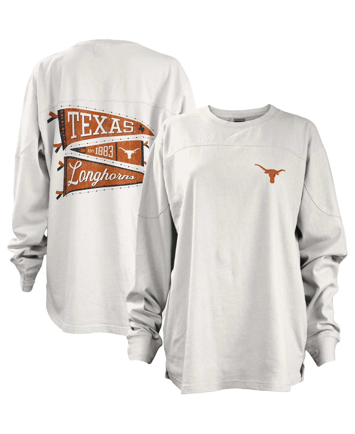 Pressbox White Texas Longhorns Pennant Stack Oversized Long Sleeve T-shirt