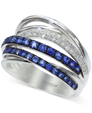 image of Royale Bleu by Effy Sapphire (3/4 ct. t.w.) and Diamond (1/5 ct. t.w.) Band in 14k White Gold