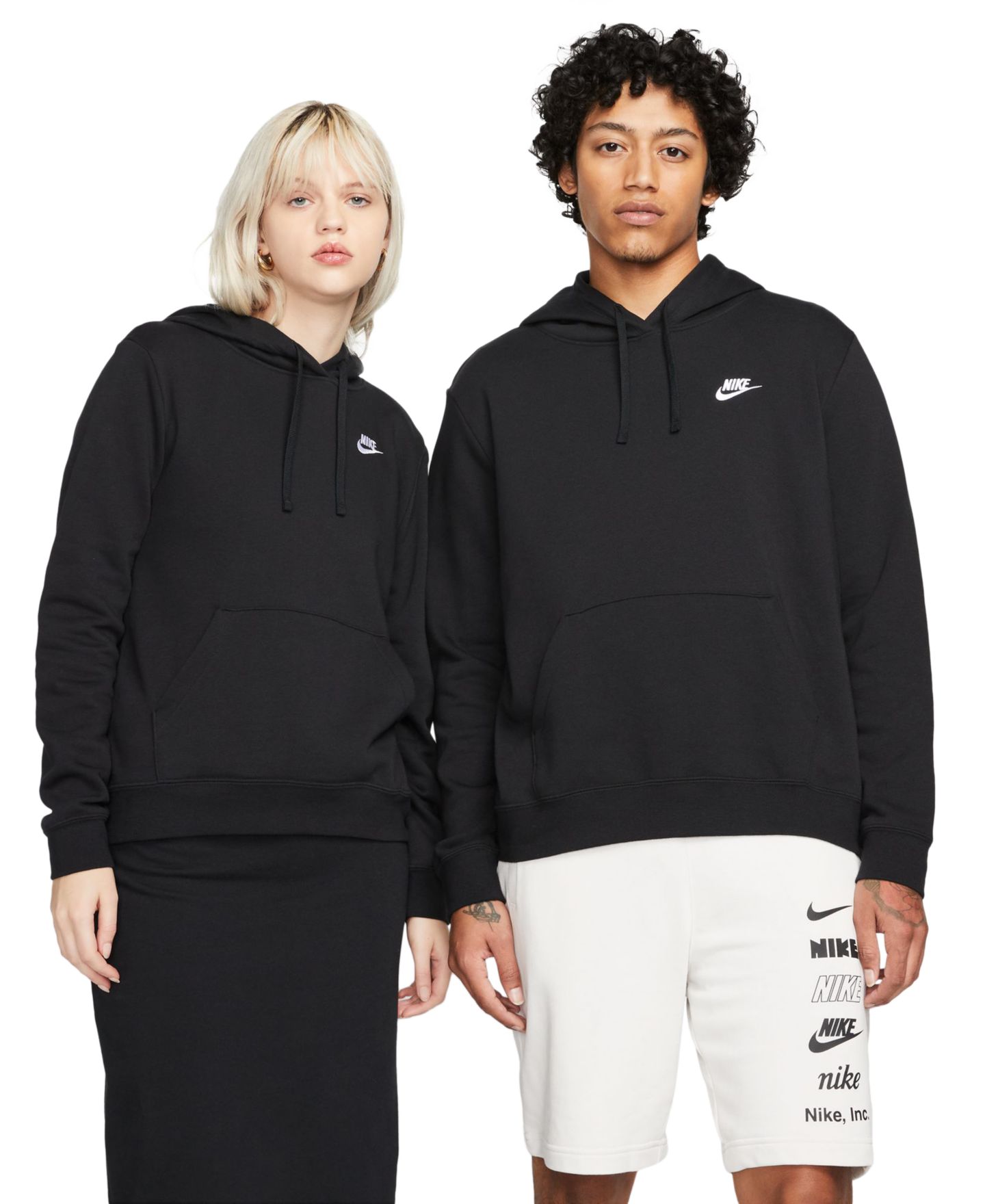 Женское худи Nike Sportswear Club Fleece Pullover, цвет: Чёрный / Белый — фото 4