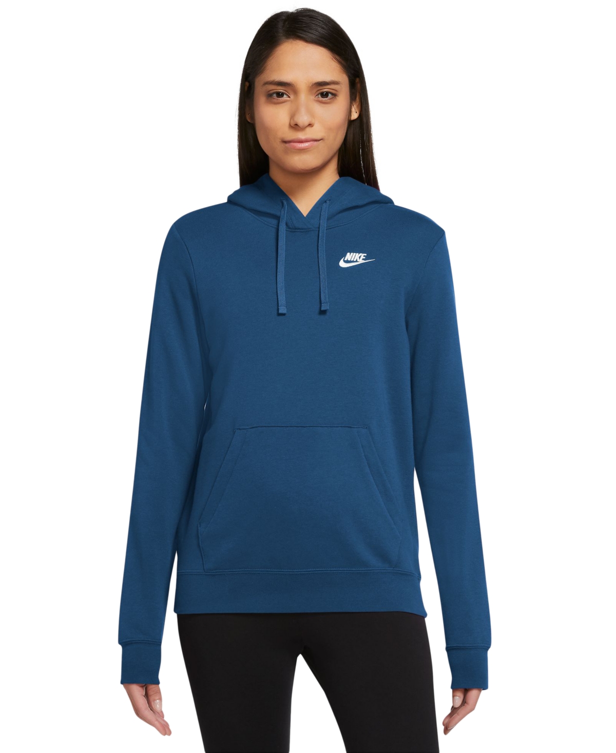 Shop Nike Women's Sportswear Club Fleece Pullover Hoodie In Court Blue,white