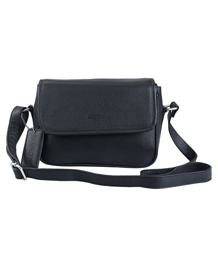 Mancini Pebbled Collection Kimberly Leather Flap Closure Handbag - Macy's