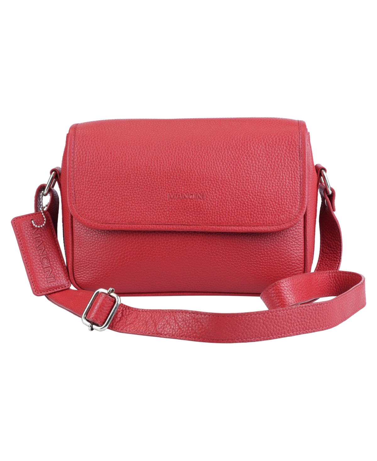 Mancini Pebbled Collection Kimberly Leather Flap Closure Handbag In Red
