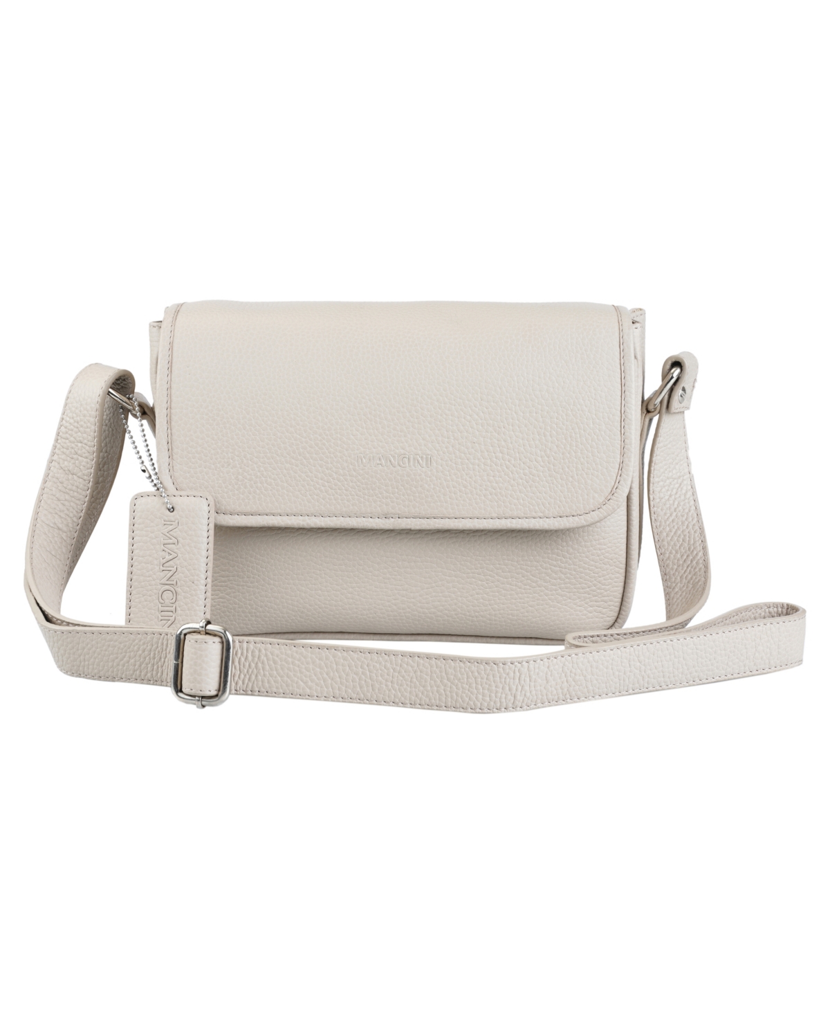 Mancini Pebbled Collection Kimberly Leather Flap Closure Handbag In Taupe