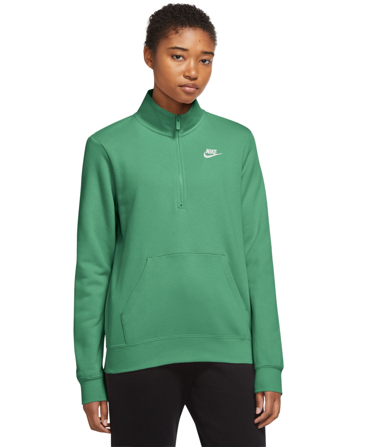 Shop Nike Women's Sportswear Club Fleece 1/2-zip Sweatshirt In Stadium Green,white
