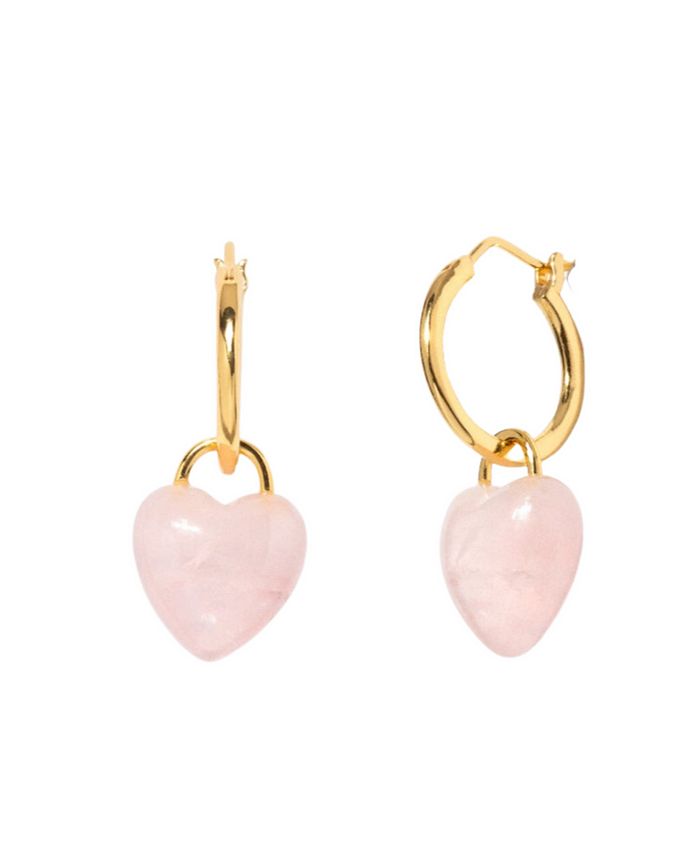 Little Sky Stone Women's Pink Quartz Heart Hoop Earrings - Macy's