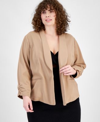 Trendy Plus Size Knit Drape Front Blazer Created for Macy s