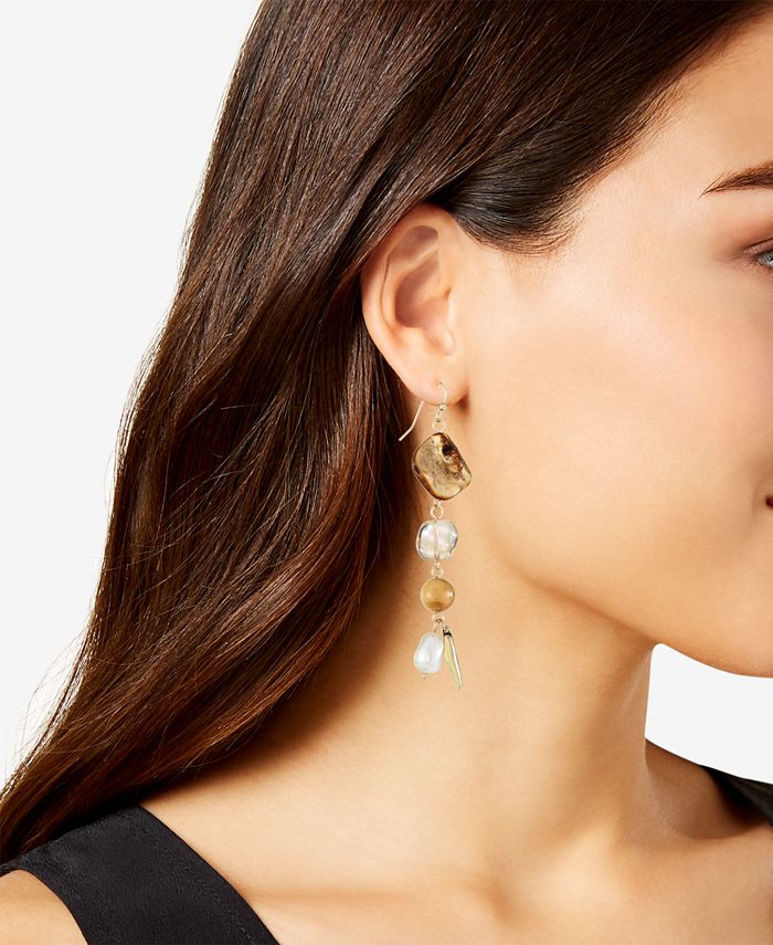 Style & Co Gold-Tone Beaded Linear Earrings, Created for Macy's - Macy's