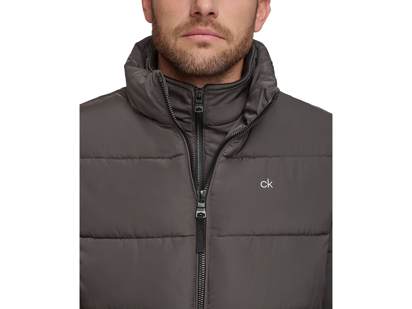 Мужские куртки Calvin Klein Puffer With Set In Bib Detail, цвет: Серый — фото 2