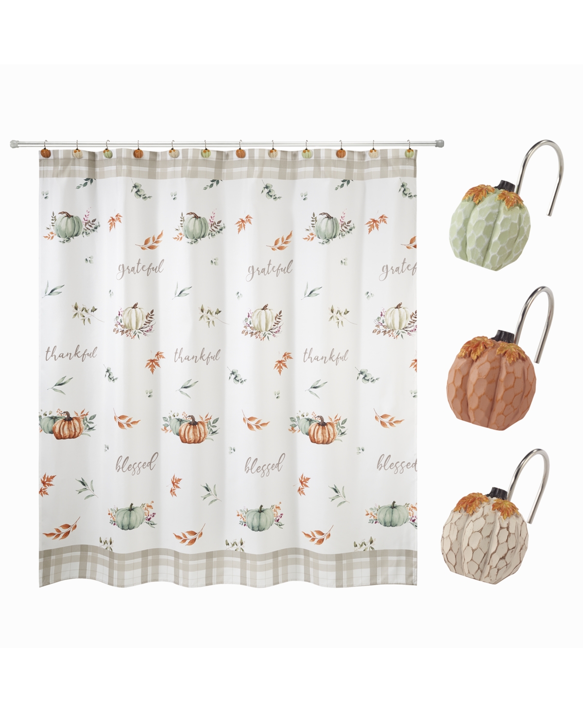 Avanti Grateful Patch Harvest 13-Pc. Shower Curtain & Hooks Set - Multicolor