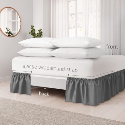 Ruffled Elastic Wrap Around Bedskirt 15 Inch Drop - Twin
