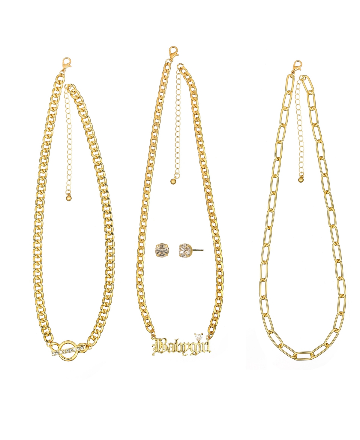 3Pc Babygirl Necklace And Earring Set - Gold