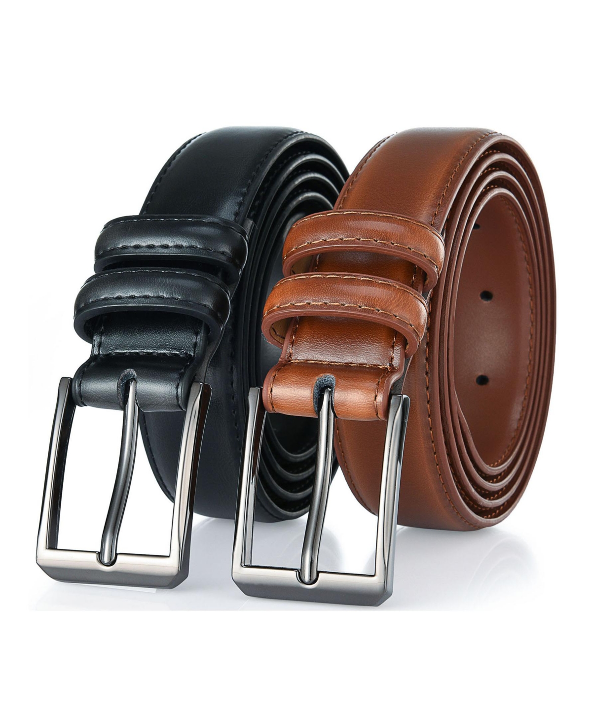 Men's T-Back Traditional Leather Belt Pack of 2 - Open Miscellaneous