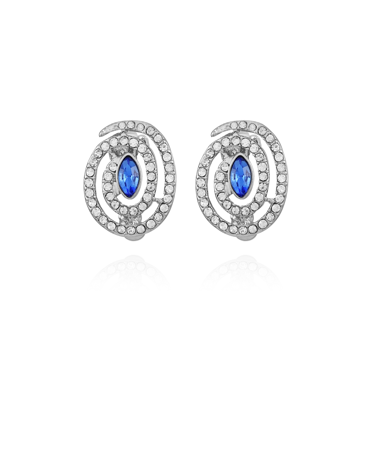 T Tahari Silver-tone Sparkling Spiral Stud Clip-on Earrings